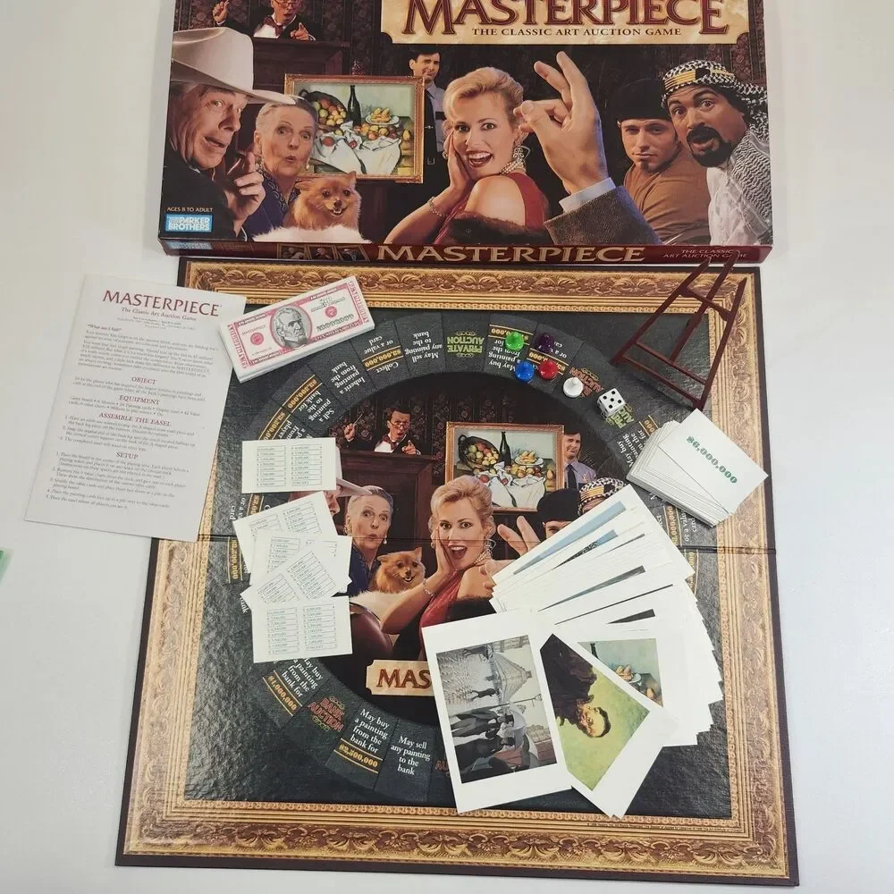 1996 Masterpiece Game Art Auction Game Parker Brothers Near Complete Board